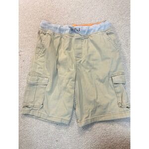 Wonder Nation Kids Cargo Shorts Khaki Beige Elastic Waist Drawstring Sz XL 14 16